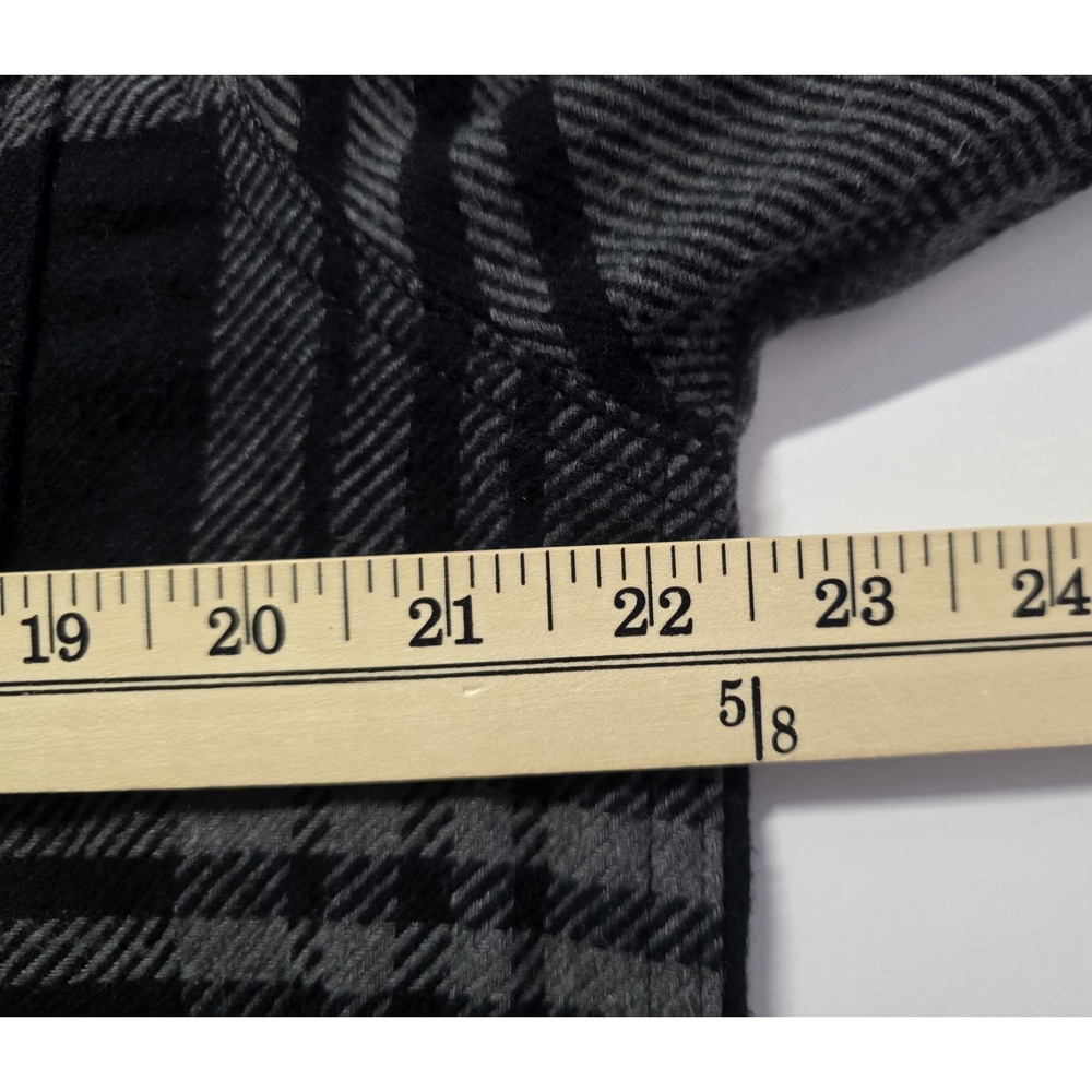 Orvis Shacket Men Medium Black Gray Plaid Heavy Flannel Shirt Jacket Button Up - Picture 8 of 13